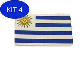 Kit 4 Adesivo resinado da bandeira do uruguai 9x6 cm