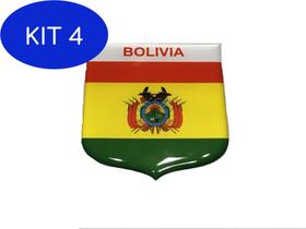 Kit 4 Adesivo resinado em Escudo da bandeira da Bolívia - Mundo Das Bandeiras