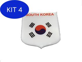 Kit 4 Adesivo resinado em Escudo da bandeira da Coréia do Sul