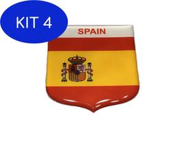 Kit 4 Adesivo resinado em Escudo da bandeira da Espanha