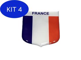 Kit 4 Adesivo resinado em Escudo da bandeira da França - Mundo Das Bandeiras