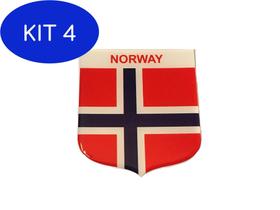 Kit 4 Adesivo resinado em Escudo da bandeira da Noruega