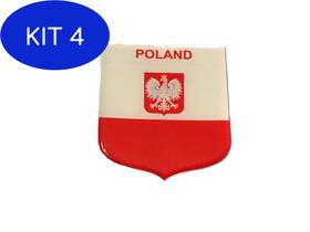 Kit 4 Adesivo resinado em Escudo da bandeira da Polônia com Brasão