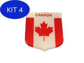 Kit 4 Adesivo resinado em Escudo da bandeira do Canadá