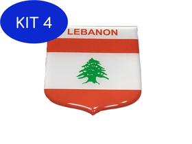 Kit 4 Adesivo resinado em Escudo da bandeira do Líbano