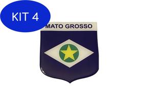 Kit 4 Adesivo Resinado Em Escudo Da Bandeira Do Mato Grosso - Mundo Das Bandeiras
