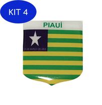 Kit 4 Adesivo Resinado Em Escudo Da Bandeira Do Piauí