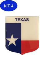 Kit 4 Adesivo Resinado Em Escudo Da Bandeira Do Texas