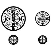 Kit 4 Adesivos Carro Moto Casa Medalha São Bento - Preto