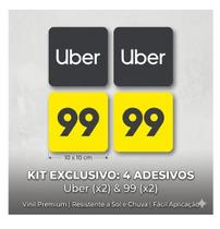 Kit 4 Adesivos Para Carro Uber E 99 App Moto / Carro 10x10cm Kit 4 Adesivos Para Carro Uber E 99 App Moto / Carro 10x10cm