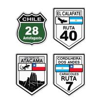 Kit 4 Adesivos Resinados Rotas Chile Argentina Viagem Kit 4 Adesivos Resinados Rotas Chile Argentina Viagem