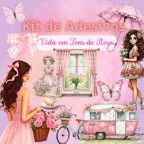 Kit 4 Adesivos Scrapbook Biblia Journal Vida em Tons de Rosa Kit 4 Adesivos Scrapbook Biblia Journal Vida em Tons de Rosa