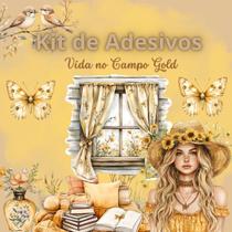 Kit 4 Adesivos Scrapbook Biblia Journal Vida no Campo Gold