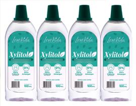kit 4 Adoçante Xylitol Natural Liquido 100ml