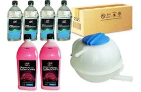 Kit 4 agua 2 aditivo reservatorio original e tampa gol g6 1.0 e 1.6 2014 2015 2016 2017