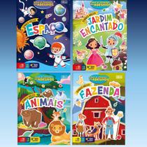 Kit 4 Álbum de Atividades c/ Adesivos Cenário Mágico 16 Páginas - Tilibra