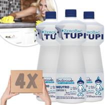 Kit 4 Álcool líquido Tupi Zerobac Neutro 1 Litro Elimina 99,9% dos Germes e Bactérias Limpeza em Geral
