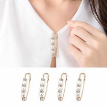 Kit 4 Alfinete Com Pérola Strass Ajuste Roupas Prata Ou Dourado 5,5cm Fecha Decote Aperta Cintura Kit 4 Alfinete Com Pérola Strass Ajuste Roupas Prata Ou Dourado 5,5cm Fecha Decote Aperta Cintura