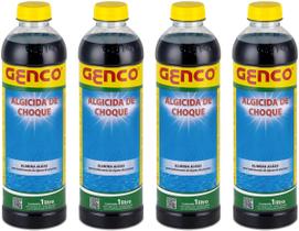 Kit 4 Algicida De Choque 1 Litro Genco Limpeza Agua Verde