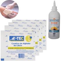 Kit 4 Alginato Calcio 10x10cm Missner + 1 Óleo Cicatriza Feridas Machucados Dermat. 200 ML