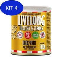 Kit 4 Alimento Natural Livelong Sabor Pato Para Gatos 300G