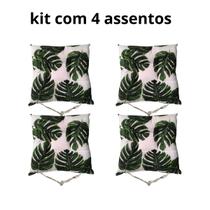 kit 4 almofada assento 50 cm x 50 cm estampada