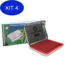 Kit 4 Almofada Para Carimbo Vermelho