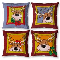 Kit 4 Almofadas Cheia 40x40 Natal Natalinas para Sofá Sala Decorativas com Enchimento Papai Noel