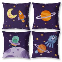 Kit 4 Almofadas Cheias 40cm X 40cm Decorativa Infantil Kids Digital Sem Refil com Zíper