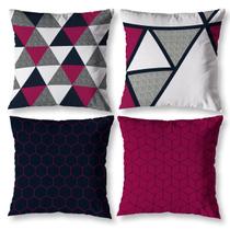 Kit 4 Almofadas Cheias 40cm x 40cm Decorativas Estampadas Digital Coloridas Sala Sofá Quarto