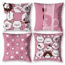 Kit 4 Almofadas Cheias 40cm x 40cm Decorativas Estampadas Digital Coloridas Sala Sofá Quarto