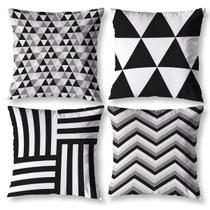 Kit 4 Almofadas Cheias 40cm x 40cm Decorativas Estampadas Digital Coloridas Sala Sofá Quarto