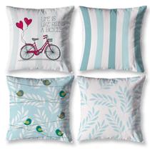 Kit 4 Almofadas Cheias 40cm x 40cm Decorativas Estampadas Digital com Refil Sala com Zíper