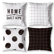 Kit 4 Almofadas Cheias 40cm x 40cm Decorativas Estampadas Digital com Refil Sala com Zíper