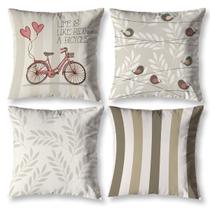 Kit 4 Almofadas Cheias 40cm x 40cm Modernas Decorativas Estampadas Digital Sala Sofá Quarto