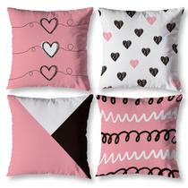 Kit 4 Almofadas Cheias 40cm x 40cm para Sala Quarto Sofá Várias Estampas Digitais Decorativas