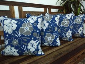Kit 4 Almofadas Cheias 45 x 45 Jacquard floral azul Modern