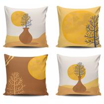 Kit 4 Almofadas Cheias 45cm x 45cm Estampado Sala Quarto Mediterrâneo