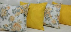 - Kit 4 Almofadas Cheias 45x45 Amarela E Floral Jacquard Linda
