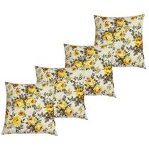 Kit 4 Almofadas Cheias Belize Impermeável Floral Amarela 45cmx45cm
