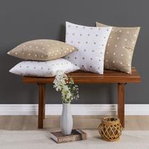 Kit 4 Almofadas Cheias Decorativas para Sofá 45x45cm 200 Fios Estampadas Petit Poá