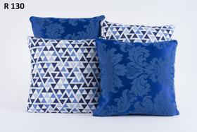 Kit 4 Almofadas Cheias Decorativas Para Sofá Geométrica Azul - casa pedro