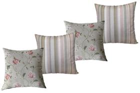 Kit 4 Almofadas Cheias Estampa Digital 100% Algodão Impermeável Floral Romântica Listrada 43cmx43cm Kit 4 Almofadas Cheias Estampa Digital 100% Algodão Impermeável Floral Romântica Listrada 43cmx43cm