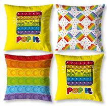 Kit 4 Almofadas Cheias Estampadas Infantil 40cm x 40cm Zíper invisível Digital Decorativa