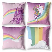 Kit 4 Almofadas Cheias Estampadas Infantil 40cm x 40cm Zíper invisível Digital Decorativa