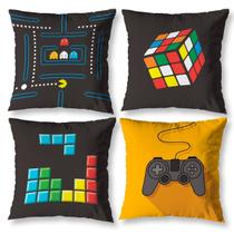 Kit 4 Almofadas Cheias Infantil 40Cm X 40Cm Estampadas Game