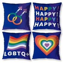 Kit 4 Almofadas Cheias LGBT Decorativas Com Refil Sala Orgulho Gay Digital com Zíper
