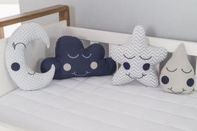 Kit 4 Almofadas Chuva de Amor Nuvem Decoração para Quarto de Bebê