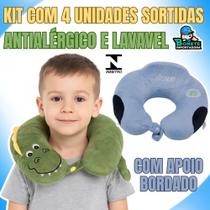 Kit 4 Almofadas de Pescoço Sortidas Antialérgicas Bordadas Viagem Infantil e Adulto Kit 4 Almofadas de Pescoço Sortidas Antialérgicas Bordadas Viagem Infantil e Adulto