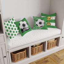 Kit 4 Almofadas Decorativa COM ENCHIMENTO Futebol Bola e Rede Verde Seu Time do Coração